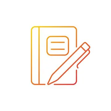 Graph composition notebook with pen gradient linear vector icon Stock Illustration