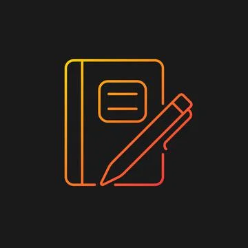 Graph composition notebook with pen gradient vector icon for dark theme Stock Illustration