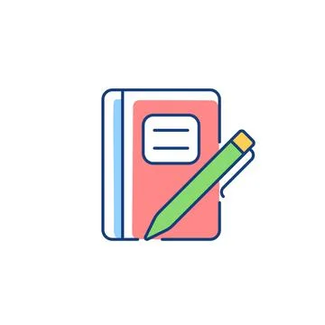 Graph composition notebook with pen RGB color icon Illustrazione stock