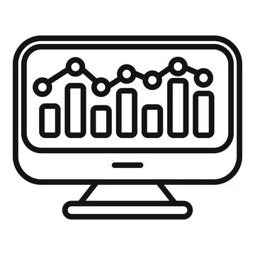 Graph computer chart icon outline vector. Online boost Illustrazione stock