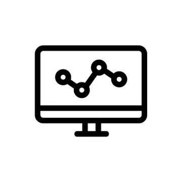 Graph on the computer icon vector. Isolated contour symbol illustration Stock Illustration