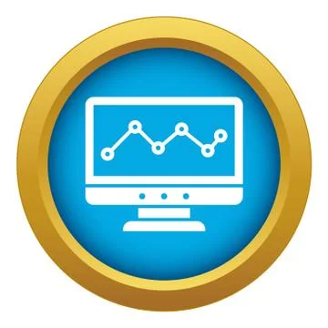 Graph in computer screen icon blue vector isolated Illustrazione stock