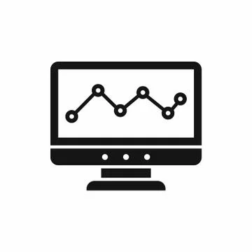 Graph in computer screen icon, simple style Stock-Illustration