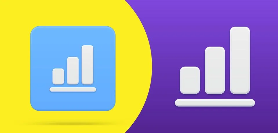 Graph corporate statistic analyzing increase simple 3d icon button vector ill Illustrazione stock