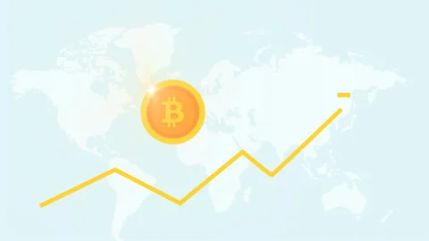 Graph Of Crypto-Currency. Bitcoin Grows Up. Animation Stock Footage 99334406
