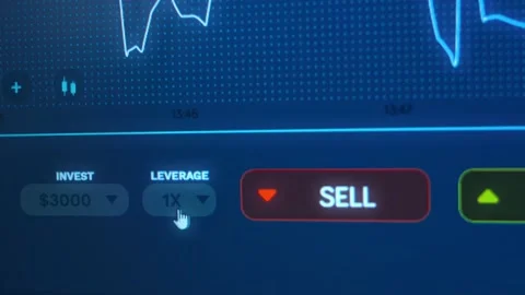 Graph of crypto currency online. Process of investing money, setting leverage Stock Footage 150064424