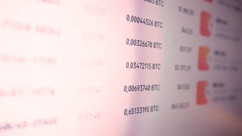 Graph of crypto currency online. Quotes of eth and btc at stock exchange. Market Stock Footage 302719771