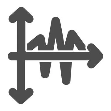 Graph with curve line solid icon, diagram concept, incline and decline chart Stock Illustration