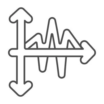Graph with curve line thin line icon, diagram concept, incline and decline chart Stock Illustration