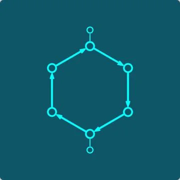 Graph Cycle Icon – closed loop of nodes linked by directional arrows Stockillustratie