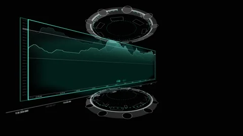 Graph data analyse black background indicator in hud interface hologram look Stock Footage 234802394