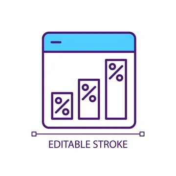 Graph in data analytics RGB color icon 스톡 일러스트