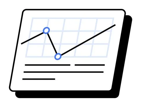 Graph with data points on presentation board with lines. Ideal for business,  Stockillustratie