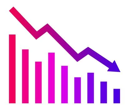 Graph with decrease report. Business and finance vector illustration. Diagr.. Illustrazione stock