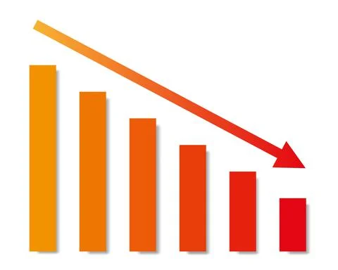 Graph with decrease report. Diagram with recession and bankruptcy progress. B Illustrazione stock