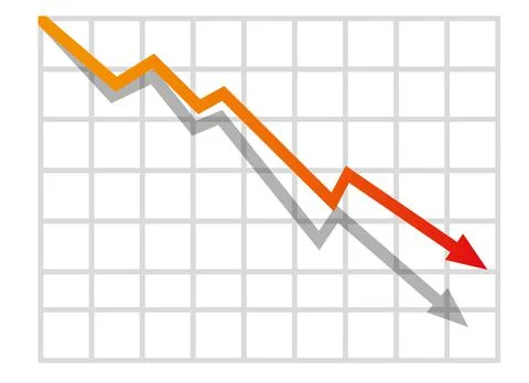 Graph with decrease report. Diagram with recession and bankruptcy progress. B Stock Illustration
