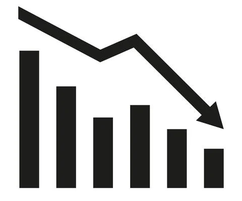 Graph with decrease report. Diagram with recession and bankruptcy progress. B 库存插图