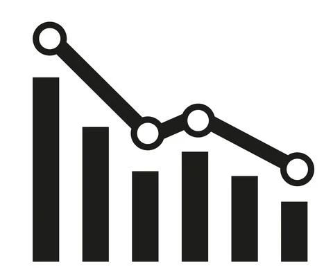 Graph with decrease report. Diagram with recession and bankruptcy progress. B イラスト素材