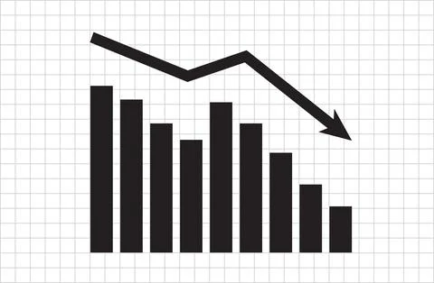 Graph with decrease report. Diagram with recession and bankruptcy progress Stock Illustration