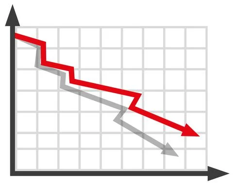 Graph with decrease report. Diagram with recession and bankruptcy progress. B Stock Illustration