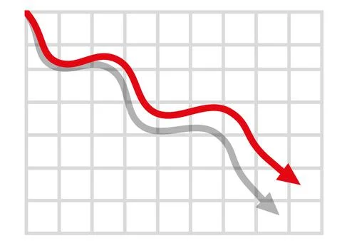 Graph with decrease report. Diagram with recession and bankruptcy progress. B イラスト素材