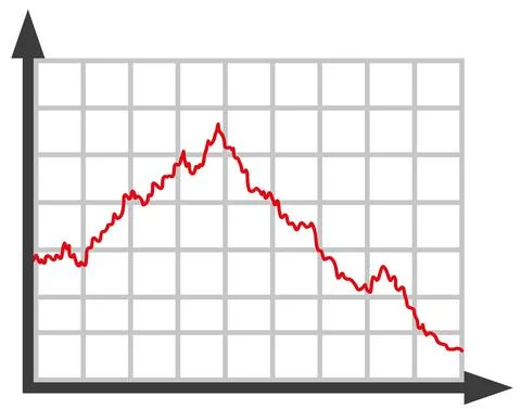 Graph with decrease report. Diagram with recession and bankruptcy progress. B Stock Illustration