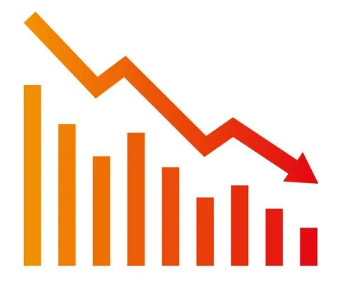 Graph with decrease report. Diagram with recession and bankruptcy progress. B Stock Illustration