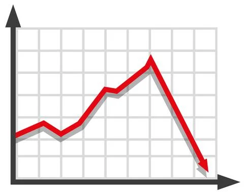 Graph with decrease report. Diagram with recession and bankruptcy progress. B 库存插图