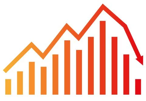 Graph with decrease report. Diagram with recession and bankruptcy progress. B Stock Illustration