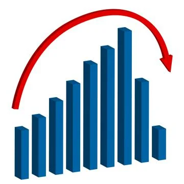 Graph with decrease report. Diagram with recession and bankruptcy progress. B Stock Illustration