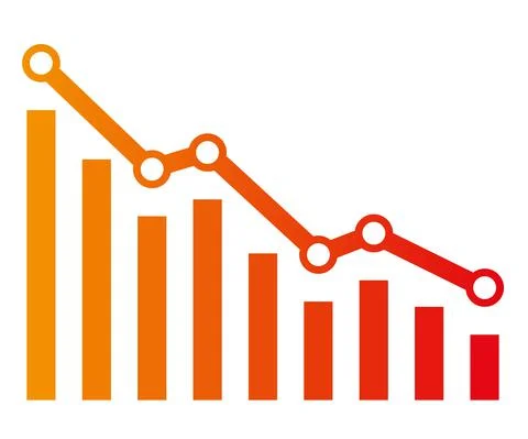 Graph with decrease report. Diagram with recession and bankruptcy progress. B Stock Illustration