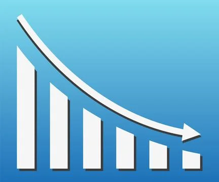 Graph with decrease report. Diagram with recession and bankruptcy progress... Stock Illustration