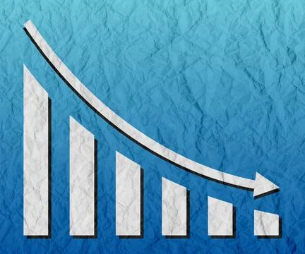 Graph with decrease report. Diagram with recession and bankruptcy progress... 库存插图