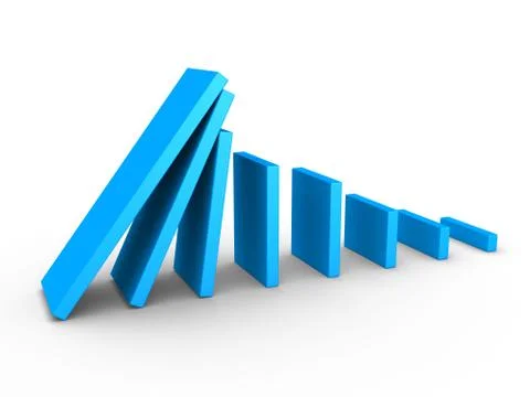 Graph descending and domino effect Illustrazione stock