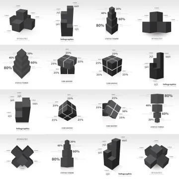 Graph design 3d info graphic template black color Illustrazione stock