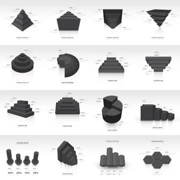 Graph design 3d info graphic template black color Stock Illustration