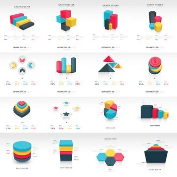 Graph design 3d info graphic template Stock Illustration