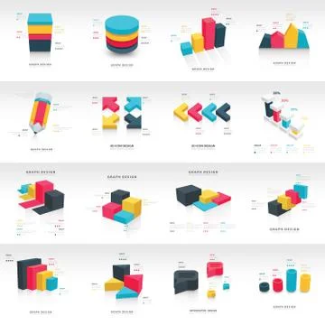 Graph design 3d info graphic template Stock Illustration