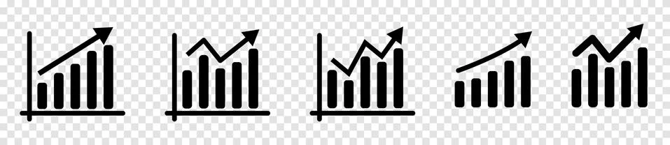 Graph diagram up icon set Stock Illustration