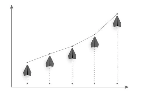 Graph diagram from planes with increase growth. Finance and business concep.. Stock Illustration