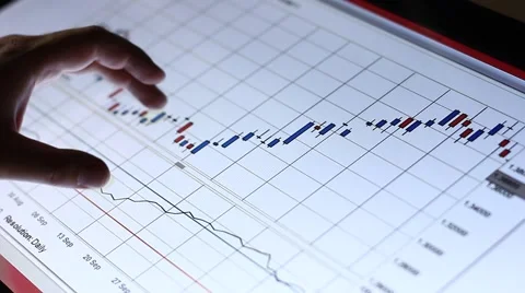 Graph diagram on touch screen computer Stock Footage 62247772