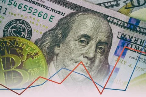 Graph of the dollar and ruble. Interrelation course. Business trade operation Stock-Fotos