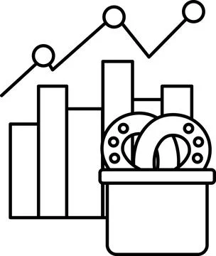 A graph with a donut in a box is shown Stock Illustration