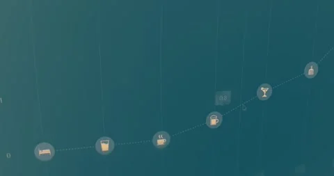 Graph with a dotted line connecting several icons Vídeos de archivo 321756437