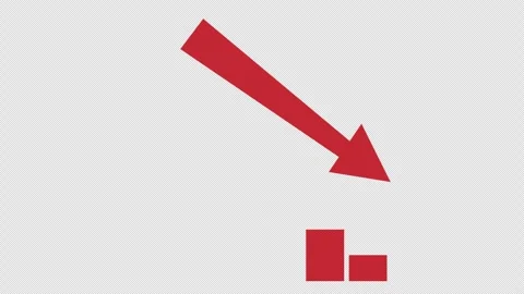 Graph down. Animation of the effectiveness of the fall progress. Cartoon Stock Footage 256903292