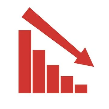 Graph down. Effectiveness of the fall progress Stockillustratie