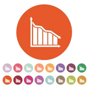 The graph down icon. Chart below and loss, reduction symbol. Flat Stock Illustration
