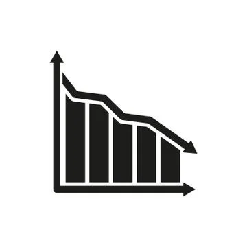 The graph down icon. Chart below and loss, reduction symbol. Flat Stock Illustration
