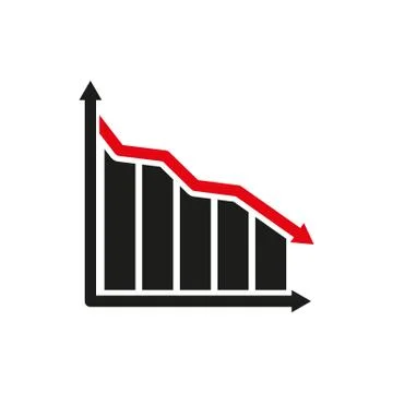 The graph down icon. Chart below and loss, reduction symbol. Flat Stock Illustration