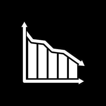 The graph down icon. Chart below and loss, reduction symbol. Flat Stock Illustration